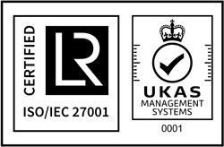 Logo of Information Security Management System(ISO 27001) & United Kingdom Accreditation Service(UKAS Management system 0001) accreditation
